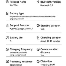 DaTeoy C006 ANC TWS Earbuds Wireless Earphones Color LED Screen Touch Active Noise Cancelling ,Bluetooth 5.3,400mAh Battery,White/Black